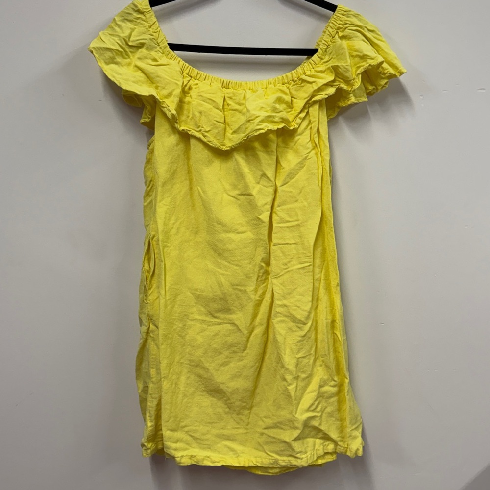 Tommy Bahama Linen-Blend Off-The-Shoulder Yellow Dress L - Picture 6 of 6
